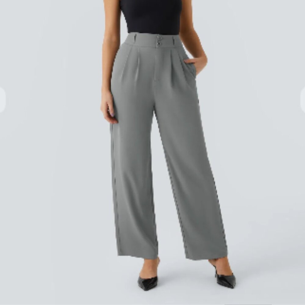 NWT Halara High Waisted Back Side Pocket Shirred Straight Leg Pant Size Small
